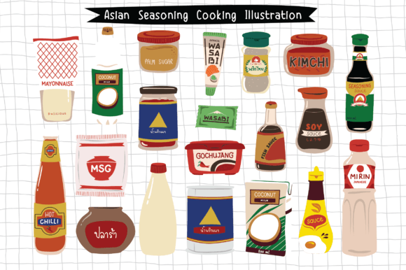20 Asian Seasoning Cooking Illustration