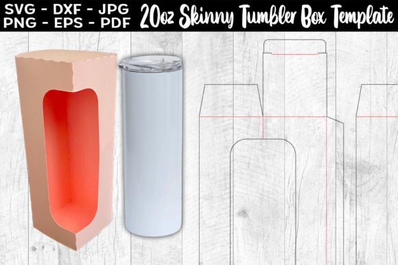 20oz Skinny Tumbler Box Template SVG