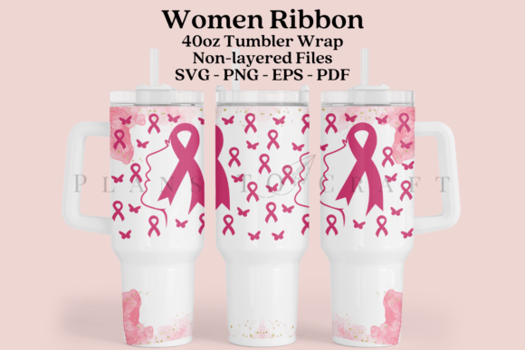 Breast Cancer Ribbon 40oz Tumbler Wrap