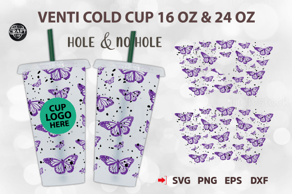 Butterfly Venti Cold Cup Wrap SVG