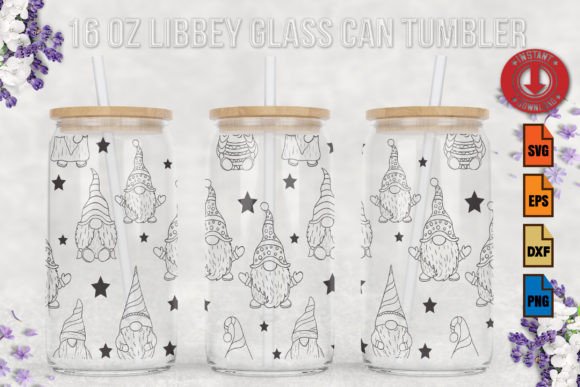 Christmas Gnomes Svg 16oz Libbey Glass