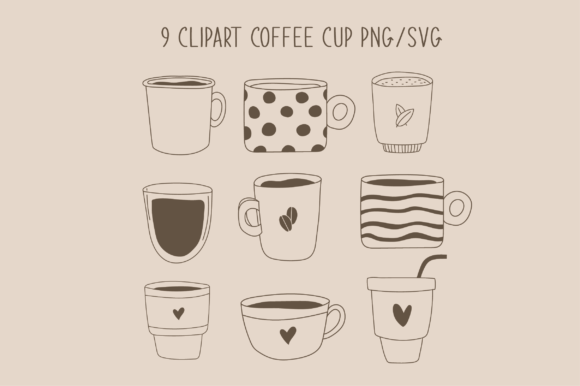Coffee Cup Clipart PNG SVG Handdrawn