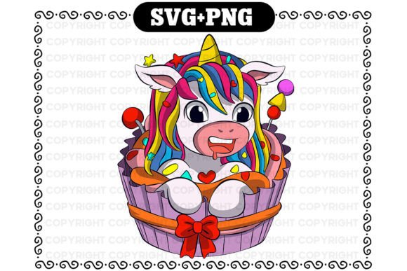 Cup Cake Unicorn Svg and Png