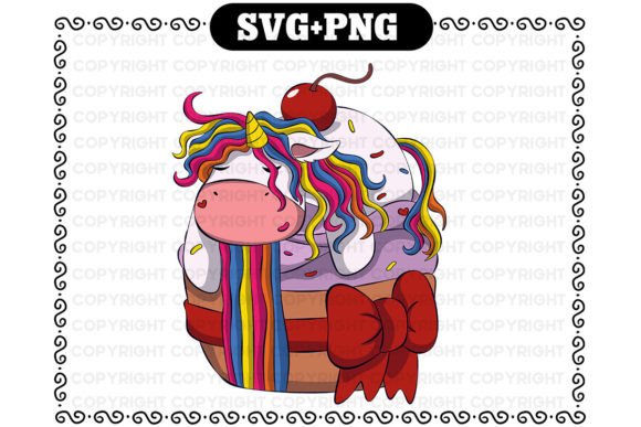 Cute Cup Cake Unicorn Svg and Png