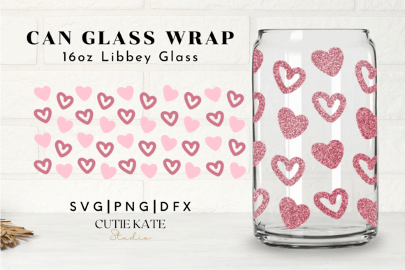Cute Heart Valentine Can Glass Svg