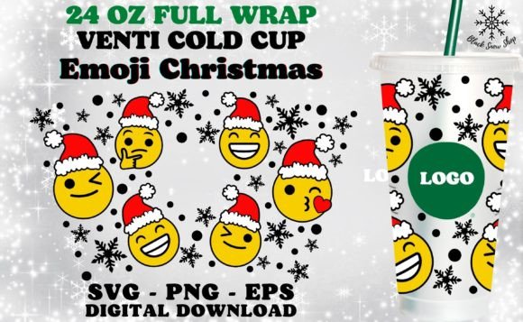 Emoji Christmas Venti Cold Cup 24 Oz SVG
