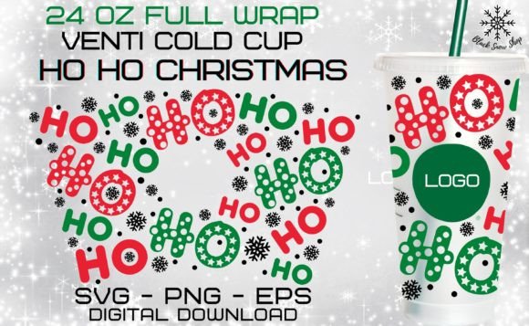HO HO Christmas Venti Cold Cup 24 Oz SVG
