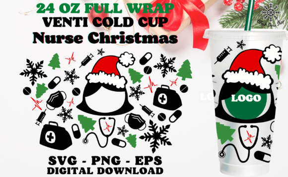 Nurse Christmas Venti Cold Cup SVG
