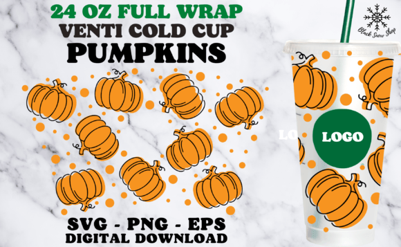 Pumpkins Fall Venti Cold Cup 24 Oz SVG