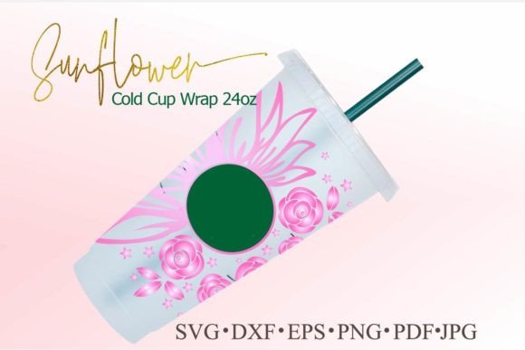 Sunflower and Rose Svg for 24 Oz Wrap