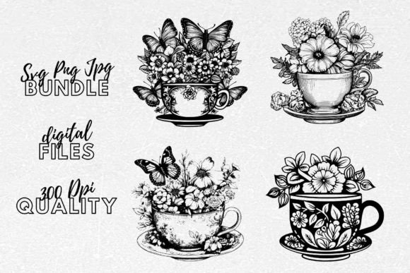 Teacup SVG - Tea Cup Butterfly Clipart