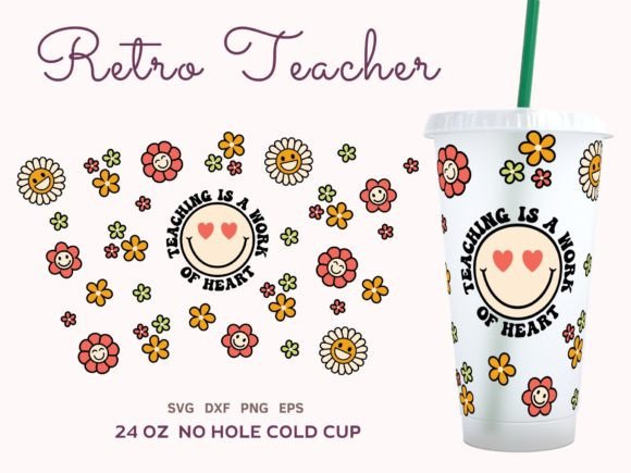 Theaching is a Work of Heart SVG Cold Cup 24oz